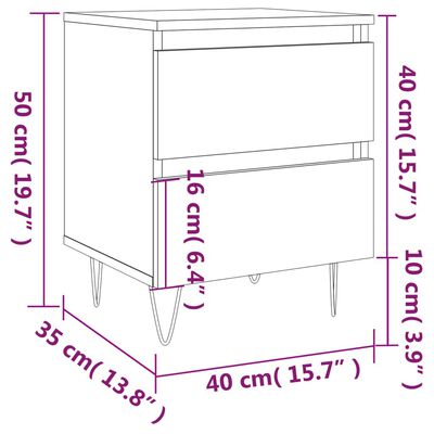 vidaXL Mesa de cabeceira 40x35x50 cm derivados madeira carvalho sonoma