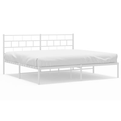 vidaXL Estrutura de cama com cabeceira 193x203 cm metal branco