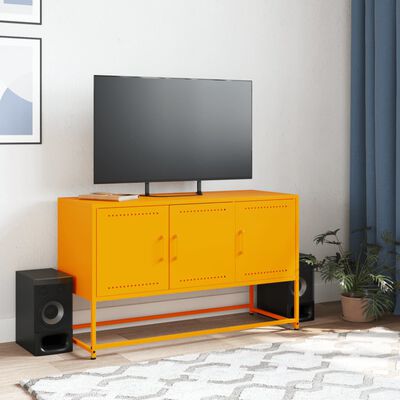 vidaXL Móvel de TV 100,5x39x60,5 cm aço amarelo mostarda