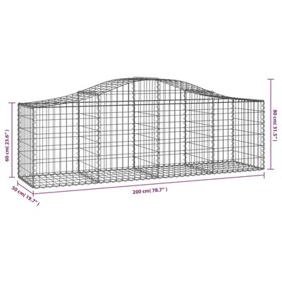 vidaXL Cestos gabião arqueados 14pcs 200x50x60/80 cm ferro galvanizado