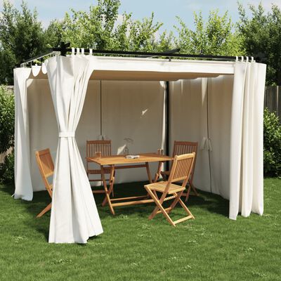 vidaXL Gazebo com cortinas 3x3 m aço creme