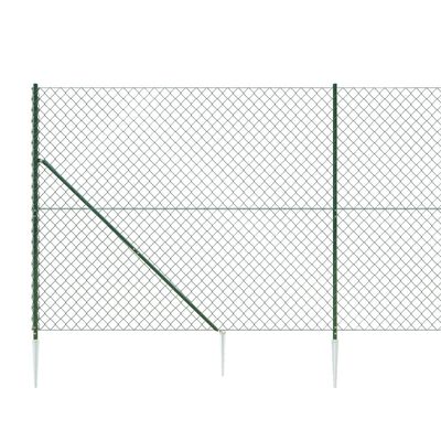 vidaXL Cerca de arame com estacas de fixação 1,4x25 m verde