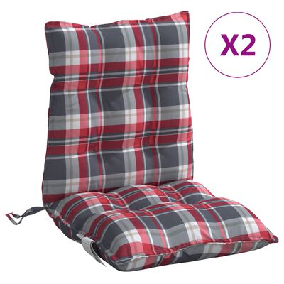 vidaXL Almofadões cadeira encosto baixo 2 pcs oxford xadrez vermelho