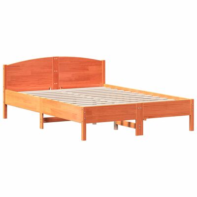 vidaXL Cama sem colchão 140x200 cm madeira pinho maciça castanho-mel