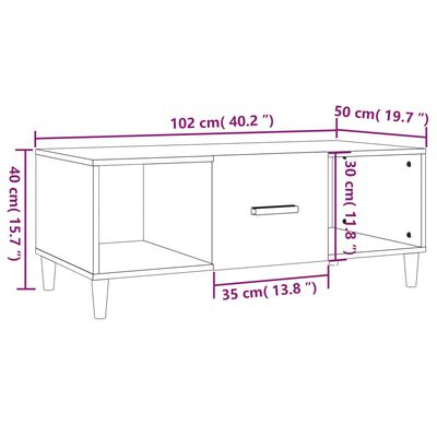 vidaXL Mesa de centro 102x50x40 cm madeira processada branco