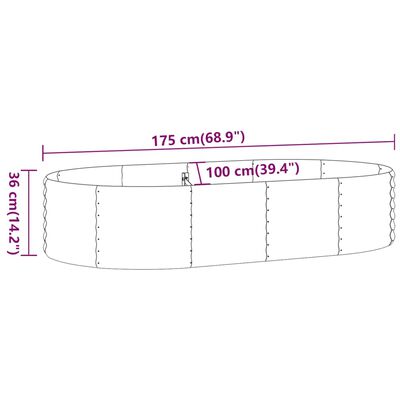 vidaXL Canteiro elevado jardim 175x100x36 cm aço revestido a pó verde