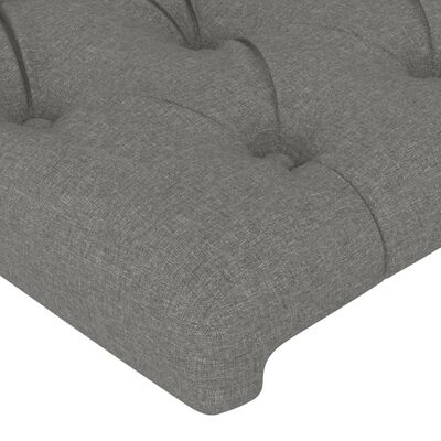 vidaXL Cabeceira de cama c/ abas tecido 203x16x78/88cm cinzento-escuro