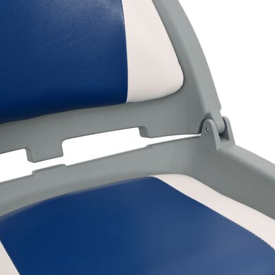vidaXL 2 pcs conj. assento de barco dobrável com almofada azul/branco