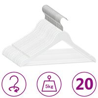 vidaXL 20 pcs conjunto de cabides antiderrapantes madeira branco