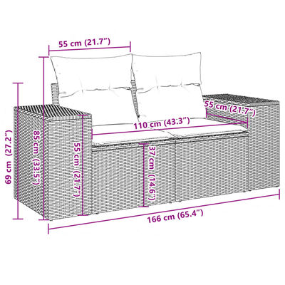 vidaXL 8 pcs conjunto sofás de jardim c/ almofadões vime PE cinzento