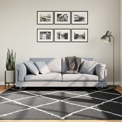 vidaXL Tapete shaggy de pelo alto PAMPLONA 200x200 cm preto e creme