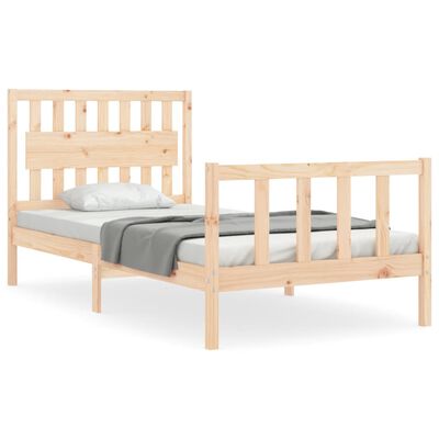 vidaXL Estrutura de cama com cabeceira 100x200 cm madeira maciça