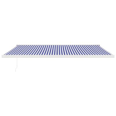 vidaXL Toldo retrátil 5x3 m tecido e alumínio azul e branco