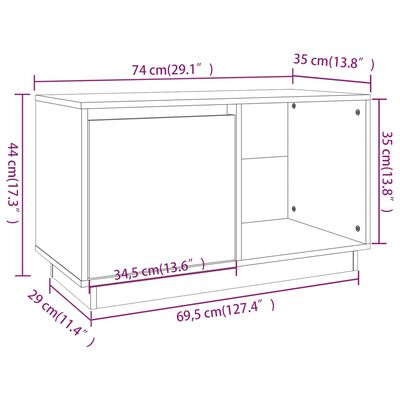 vidaXL Móvel de TV 74x35x44 cm madeira de pinho maciça