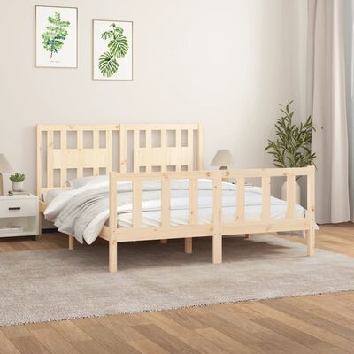 vidaXL Estrutura de cama casal com cabeceira 150x200 cm pinho maciço