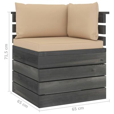 vidaXL 5 pcs conjunto lounge de paletes + almofadões madeira de pinho