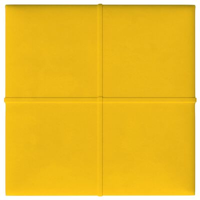 vidaXL Painel de parede 12 pcs 30x30 cm veludo 1,08 m² amarelo