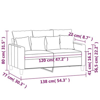 vidaXL Sofá de 2 lugares 120 cm veludo cinzento-claro