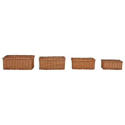 vidaXL 4 pcs conjunto de cestos de encastrar salgueiro castanho