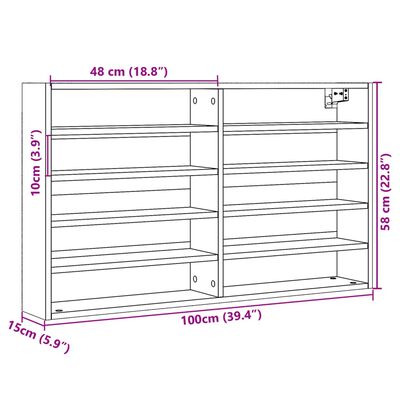 vidaXL Armário vitrine 100x15x58cm derivados madeira carvalho castanho