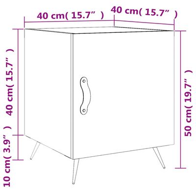 vidaXL Mesa cabeceira 2pcs 40x40x50cm deriv. madeira carvalho sonoma