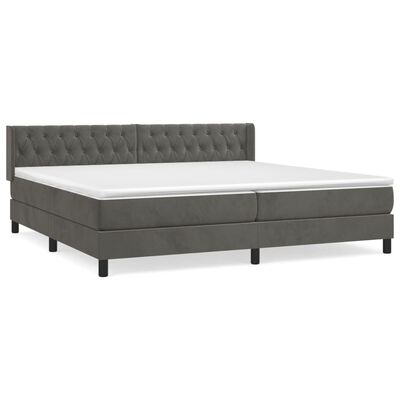 vidaXL Cama com molas/colchão 200x200 cm veludo cinzento-escuro