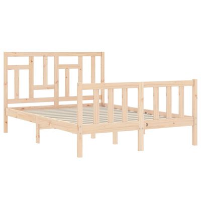 vidaXL Estrutura de cama de casal c/ cabeceira madeira maciça