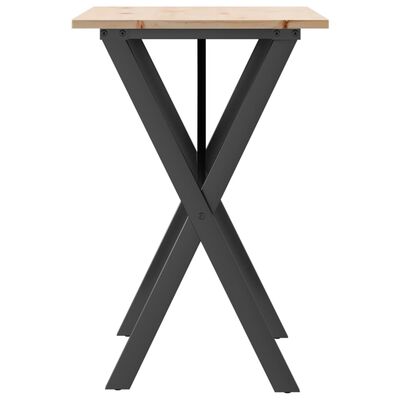 vidaXL Mesa de jantar estrutura em X 80x50x75 cm pinho e ferro fundido