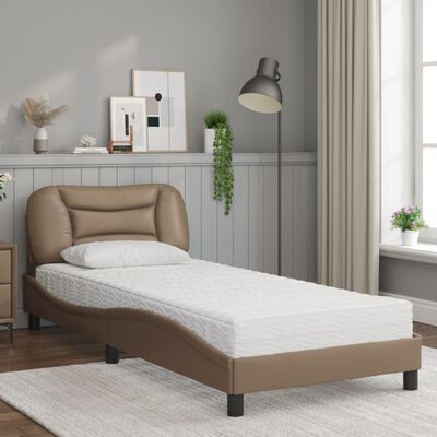 vidaXL Cama com colchão 80x200 cm couro artificial cappuccino