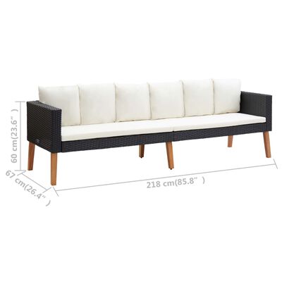 vidaXL 4 pcs conjunto lounge de jardim c/ almofadões vime PE preto