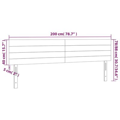 vidaXL Cabeceira de cama 2 pcs tecido 100x5x78/88 cm cinzento-claro