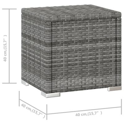 vidaXL Espreguiçadeira com almofadão e mesa de centro vime PE cinzento