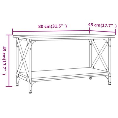 vidaXL Mesa de centro 80x45x45 cm derivados de madeira/ferro preto