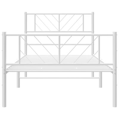 vidaXL Estrutura de cama com cabeceira e pés 90x200 cm metal branco