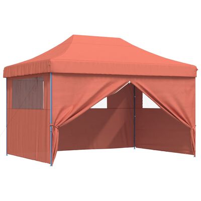 vidaXL Tenda p/ festas pop-up dobrável 4 paredes laterais terracotta