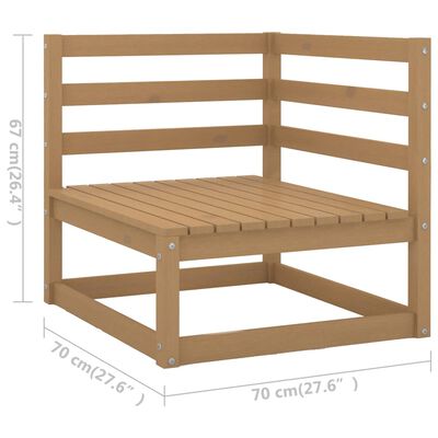 vidaXL 13 pcs conj. lounge jardim almofadões pinho maciço castanho mel