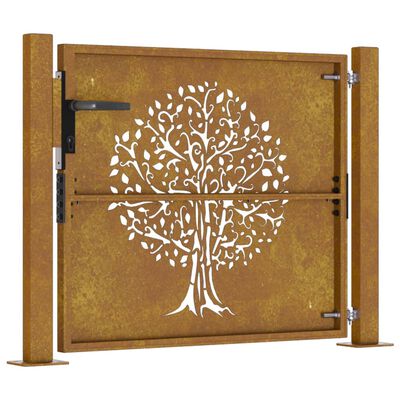 vidaXL Portão de jardim 105x105 cm aço corten design árvore