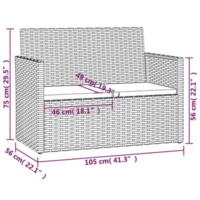 vidaXL 4 pcs conjunto lounge exterior c/ almofadões vime PE cinzento