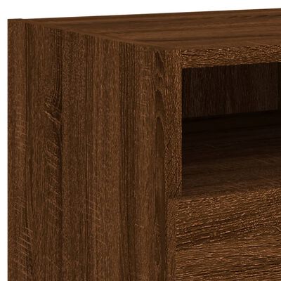 vidaXL Mesa de cabeceira c/ luzes LED 40x39x37 cm carvalho castanho