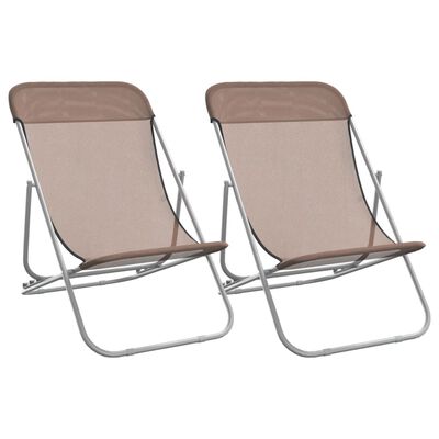 vidaXL Cadeiras praia dobráveis 2pcs textilene/aço revest. pó castanho