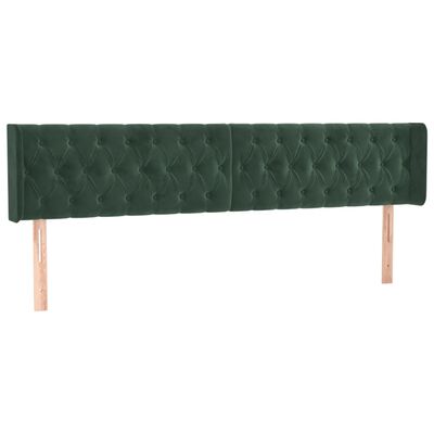 vidaXL Cabeceira de cama c/ abas veludo 203x16x78/88cm verde-escuro