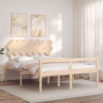 vidaXL Cama para idosos king size com cabeceira madeira maciça