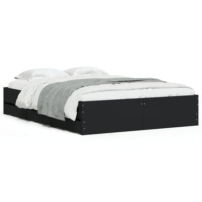 vidaXL Estrutura de cama c/ gavetas 135x190 cm derivados madeira preto