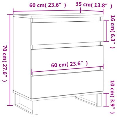 vidaXL Aparador 60x35x70 cm derivados de madeira cinzento sonoma