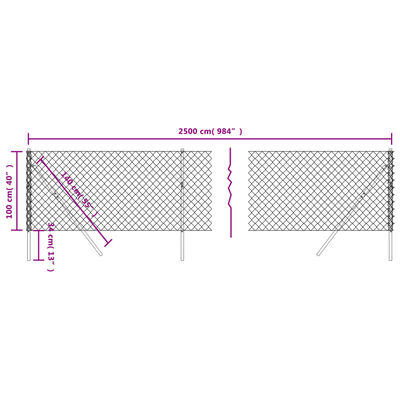 vidaXL Cerca de arame 1x25 m verde