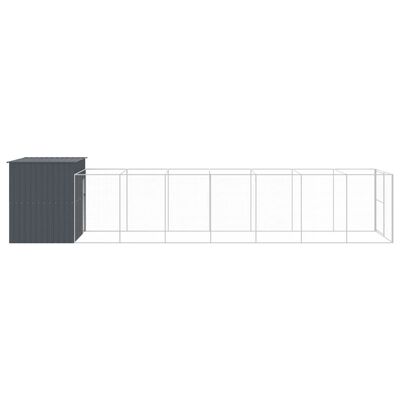 vidaXL Casota p/ cães c/ parque 214x865x181 cm aço galvaniz. antracite