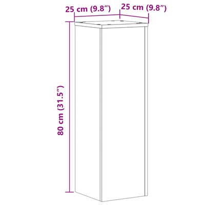 vidaXL Suportes p/ plantas 2 pcs 25x25x80 cm derivados de madeira