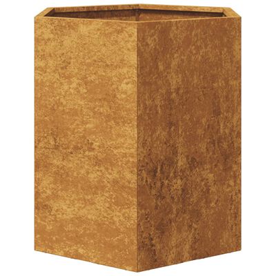 vidaXL Vaso/floreira de jardim hexagonal 46x40x45 cm aço corten