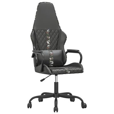 vidaXL Cadeira gaming massagens couro artificial camuflagem e preto