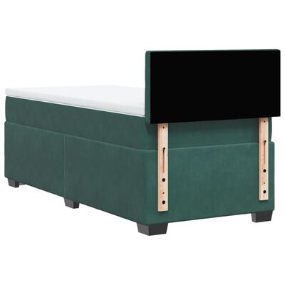 vidaXL Cama com molas/colchão 100x200 cm veludo verde-escuro